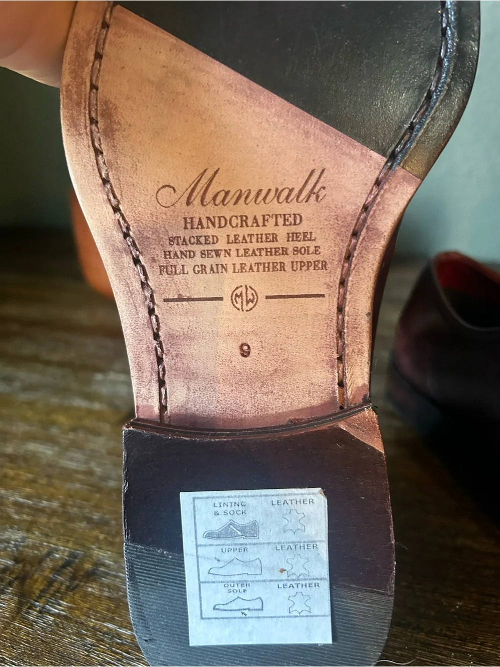 MANWALK Classic Men's Burgundy Leather Oxford Shoes